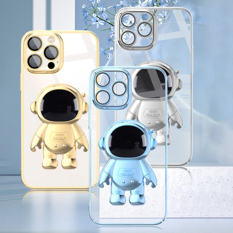 Electroplating PC Astronaut Holder Phone Case with Lens Film, For iPhone 12 Pro, For iPhone 12 Pro Max, For iPhone 11, For iPhone 11 Pro