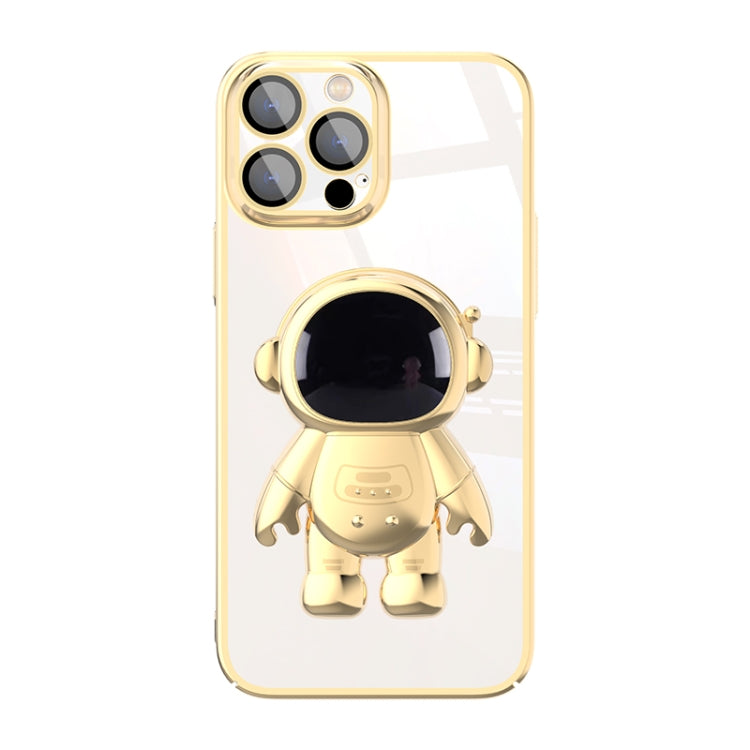 Electroplating PC Astronaut Holder Phone Case with Lens Film, For iPhone 12 Pro, For iPhone 12 Pro Max, For iPhone 11, For iPhone 11 Pro