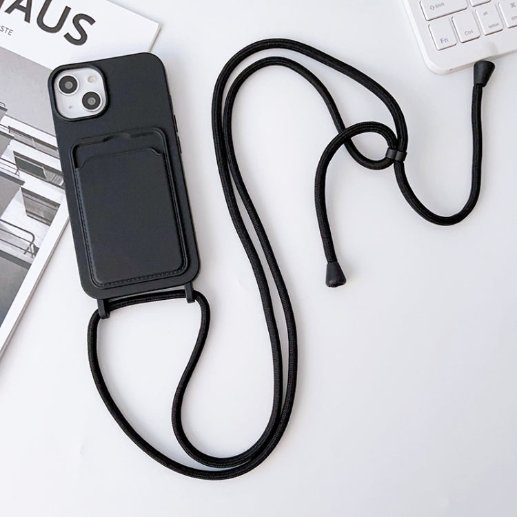 Crossbody Lanyard Elastic Silicone Card Holder Phone Case, For iPhone 13