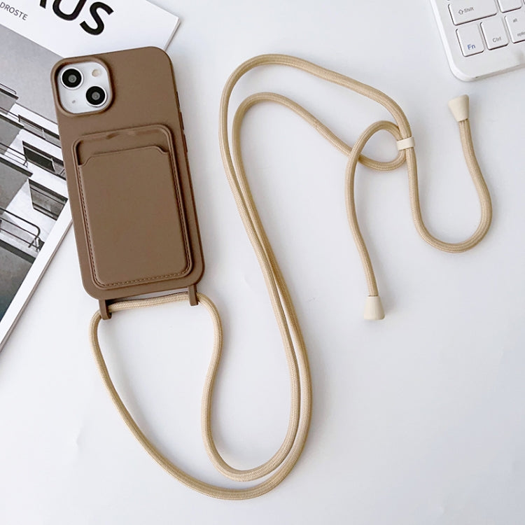 Crossbody Lanyard Elastic Silicone Card Holder Phone Case, For iPhone 13