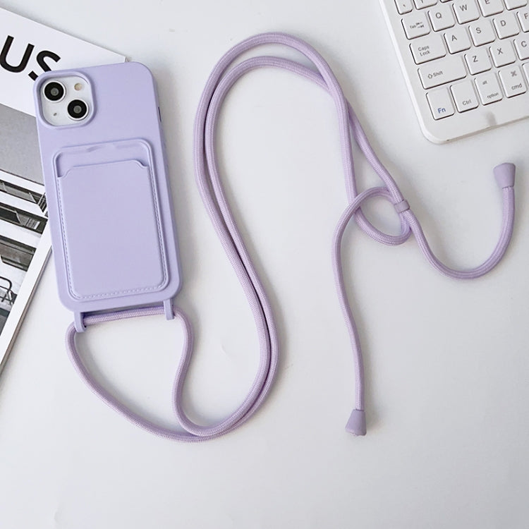 Crossbody Lanyard Elastic Silicone Card Holder Phone Case, For iPhone 13