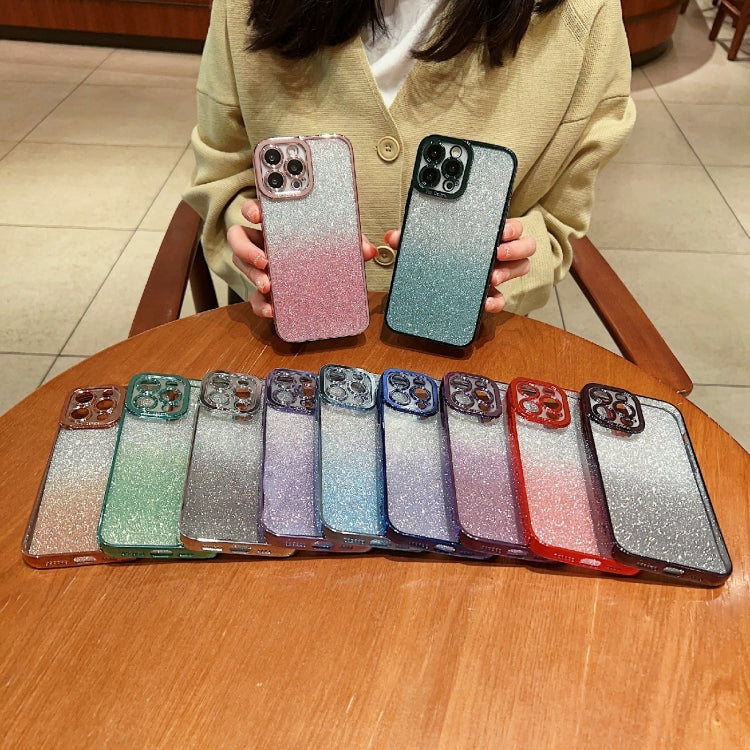 High Transparent Gradient Color Glitter TPU Phone Case, For iPhone 13 Pro, For iPhone 13