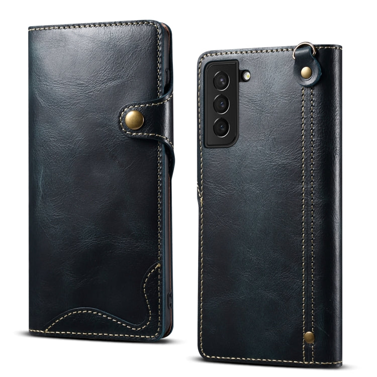 Denior Oil Wax Cowhide Magnetic Button Genuine Leather Case, For Samsung Galaxy S20+, For Samsung Galaxy S20 Ultra, For Samsung Galaxy Note20, For Samsung Galaxy Note20 Ultra, For Samsung Galaxy S21 5G, For Samsung Galaxy S21+ 5G