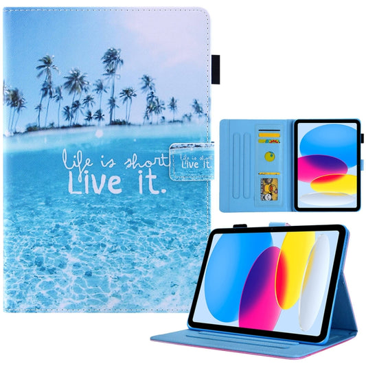 Colored Drawing Leather Smart Tablet Case, For iPad 10th Gen 10.9 2022