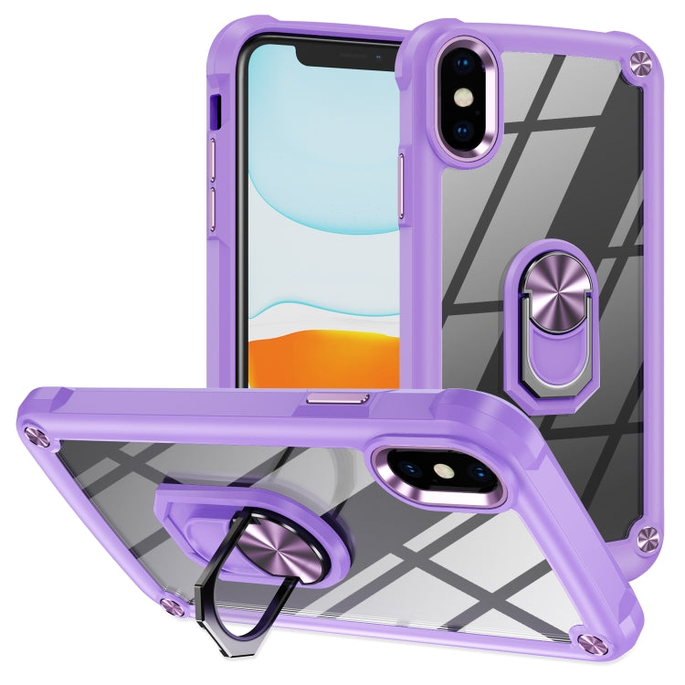 TPU + PC Lens Protection Phone Case with Ring Holder, For iPhone 11, For iPhone 11 Pro, For iPhone 11 Pro Max, For iPhone XS / X