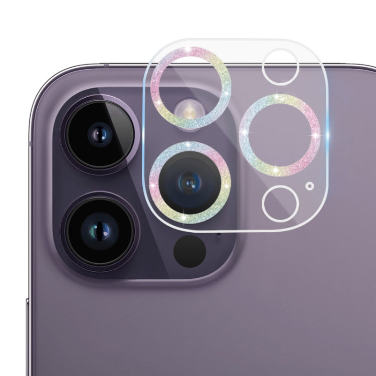 Tempered Glass Glitter CD Texture Back Camera Film, For iPhone 14 / 14 Plus (1 PC), For iPhone 14 Pro Max / 14 Pro (1 PC)