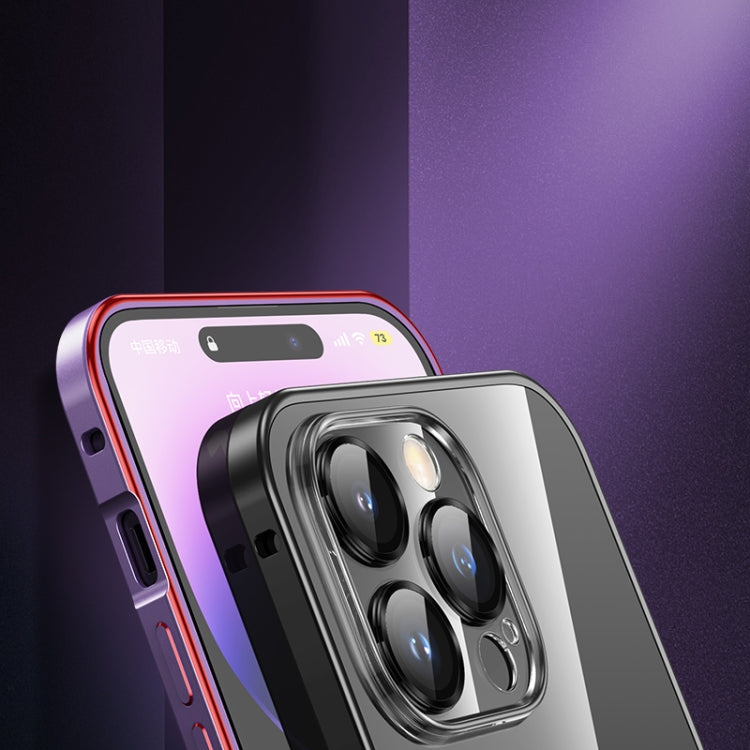 MagSafe Spring Buckle Metal Transparent Phone Case with Lens Protection, For iPhone 12 Pro Max