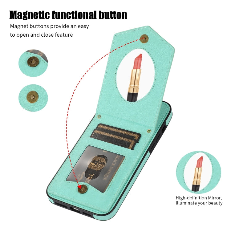 Rhombic Texture RFID Phone Case with Lanyard & Mirror, For iPhone 12 Pro Max, For iPhone 12 / 12 Pro, For iPhone 12 mini, For iPhone 11 Pro Max