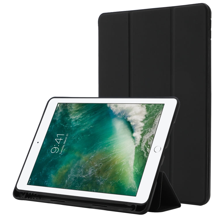 Skin Feel Pen Holder Tri-fold Tablet Leather Case, For iPad Air 2 / Air / 9.7 2018 / 9.7 2017, For iPad 10.2 2019 / iPad 10.2 2020 / iPad Air 3 / iPad Pro 10.5