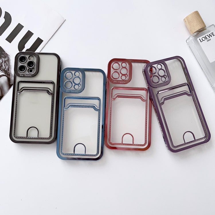 Electroplating Frame Card Slot Phone Case, For iPhone 14, For iPhone 14 Plus, For iPhone 14 Pro, For iPhone 14 Pro Max, For iPhone 13, For iPhone 13 Pro