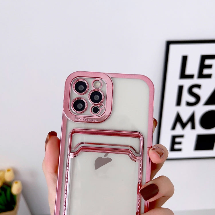 Electroplating Frame Card Slot Phone Case, For iPhone 13 Pro Max, For iPhone 12, For iPhone 12 Pro, For iPhone 12 Pro Max