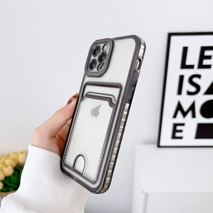 Electroplating Frame Card Slot Phone Case, For iPhone 13 Pro Max, For iPhone 12, For iPhone 12 Pro, For iPhone 12 Pro Max