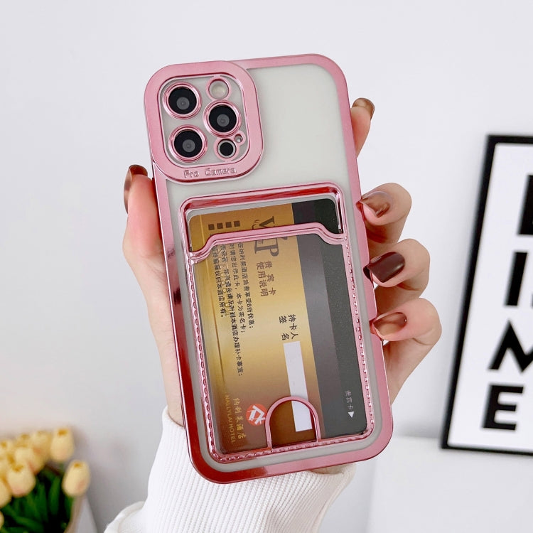 Electroplating Frame Card Slot Phone Case, For iPhone 13 Pro Max, For iPhone 12, For iPhone 12 Pro, For iPhone 12 Pro Max