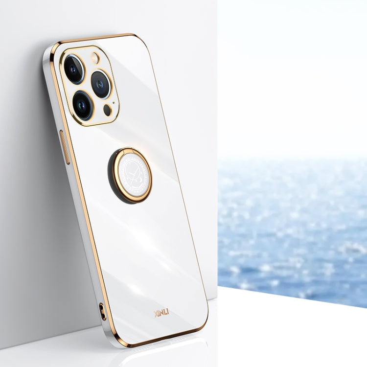 XINLI Straight Edge 6D Electroplate TPU Phone Case with Ring Holder
