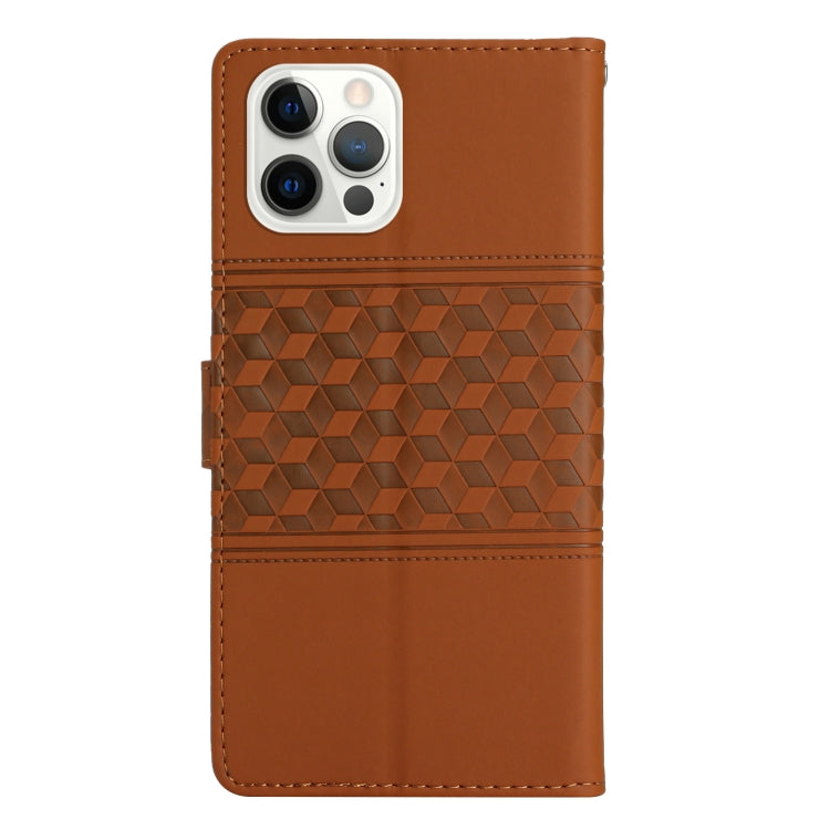 Diamond Embossed Skin Feel Leather Phone Case with Lanyard, For iPhone 12 Pro, For iPhone 12 Pro Max, For iPhone 13, For iPhone 13 mini