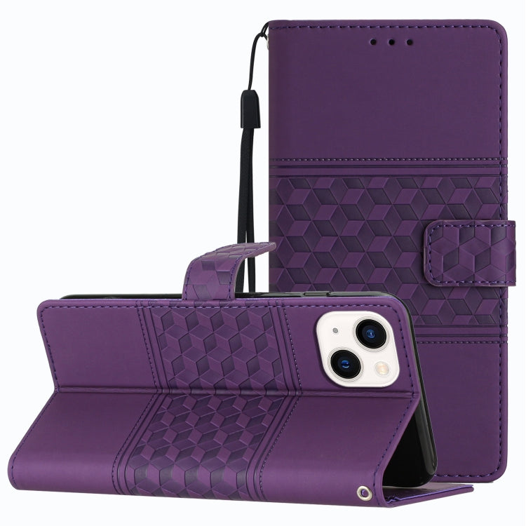 Diamond Embossed Skin Feel Leather Phone Case with Lanyard, For iPhone 12 Pro, For iPhone 12 Pro Max, For iPhone 13, For iPhone 13 mini