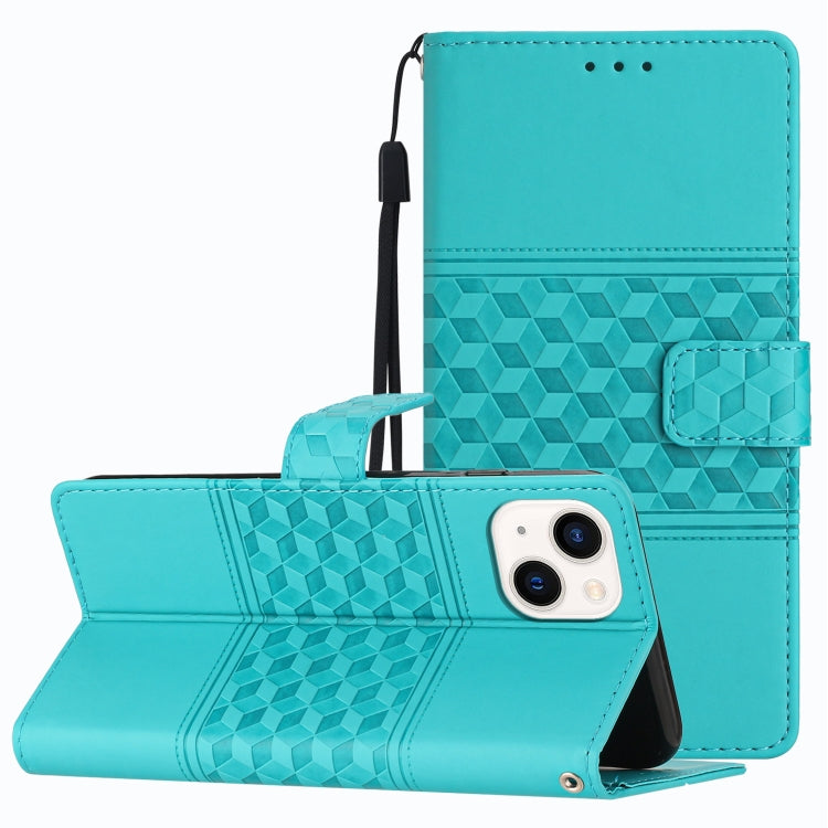 Diamond Embossed Skin Feel Leather Phone Case with Lanyard, For iPhone 12 Pro, For iPhone 12 Pro Max, For iPhone 13, For iPhone 13 mini