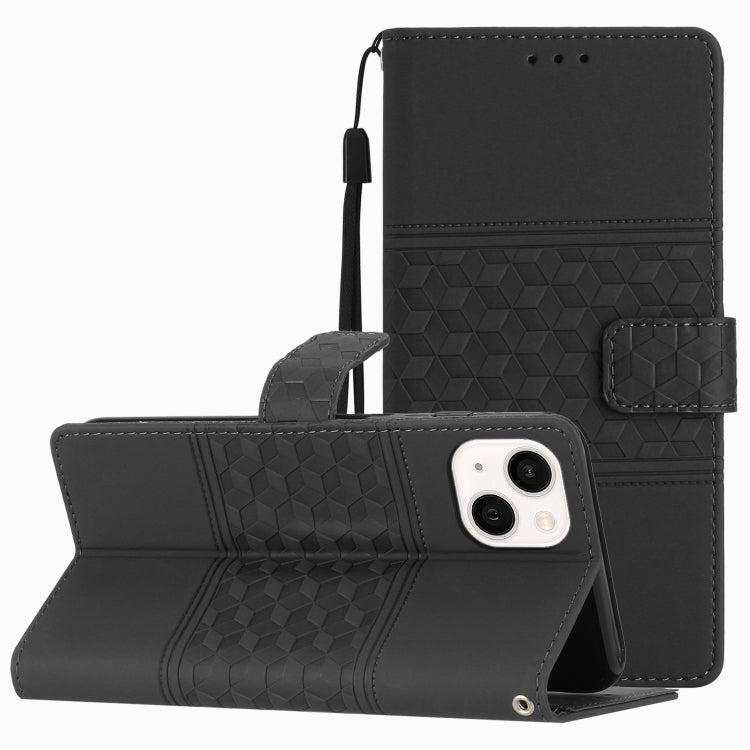 Diamond Embossed Skin Feel Leather Phone Case with Lanyard, For iPhone 12 Pro, For iPhone 12 Pro Max, For iPhone 13, For iPhone 13 mini