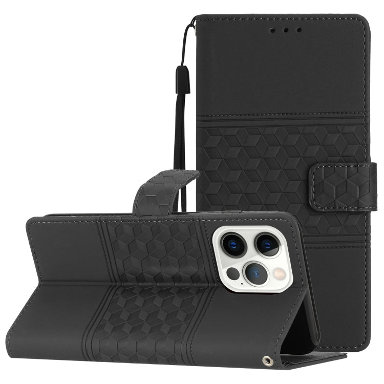 Diamond Embossed Skin Feel Leather Phone Case with Lanyard, For iPhone 14 Pro, For iPhone 14 Pro Max, For iPhone X / XS, For iPhone XR