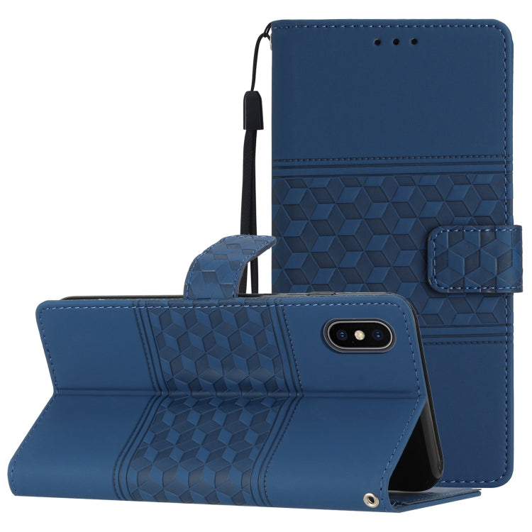 Diamond Embossed Skin Feel Leather Phone Case with Lanyard, For iPhone 14 Pro, For iPhone 14 Pro Max, For iPhone X / XS, For iPhone XR