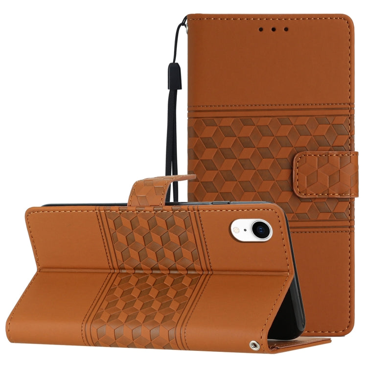 Diamond Embossed Skin Feel Leather Phone Case with Lanyard, For iPhone 14 Pro, For iPhone 14 Pro Max, For iPhone X / XS, For iPhone XR