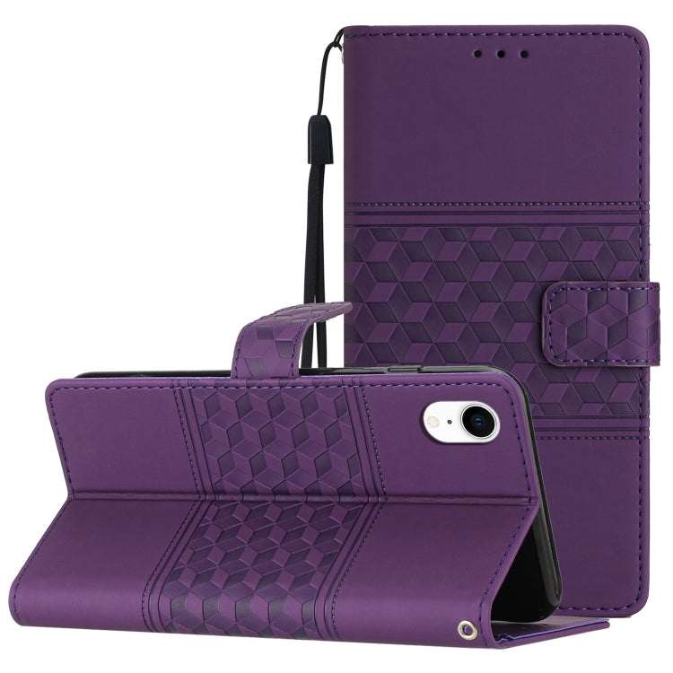 Diamond Embossed Skin Feel Leather Phone Case with Lanyard, For iPhone 14 Pro, For iPhone 14 Pro Max, For iPhone X / XS, For iPhone XR