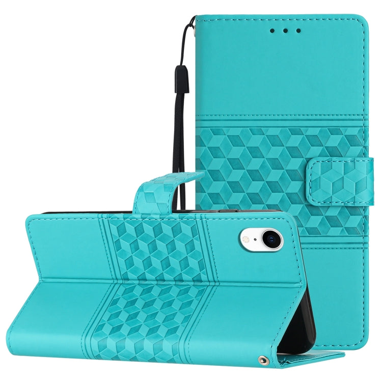 Diamond Embossed Skin Feel Leather Phone Case with Lanyard, For iPhone 14 Pro, For iPhone 14 Pro Max, For iPhone X / XS, For iPhone XR