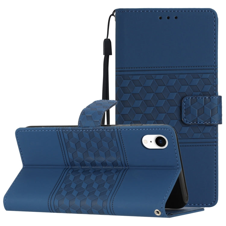 Diamond Embossed Skin Feel Leather Phone Case with Lanyard, For iPhone 14 Pro, For iPhone 14 Pro Max, For iPhone X / XS, For iPhone XR