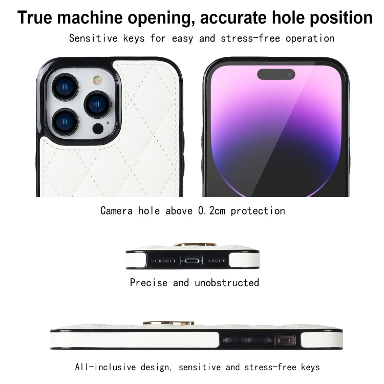 Rhombic PU Leather Phone Case with Ring Holder, For iPhone 14 Pro Max, For iPhone 13 mini, For iPhone 13