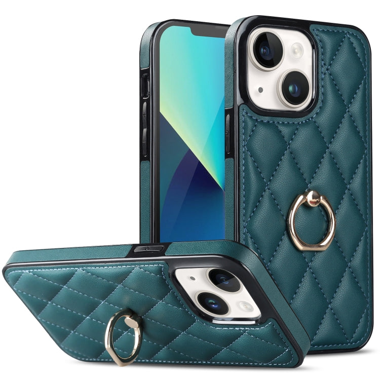 Rhombic PU Leather Phone Case with Ring Holder, For iPhone 14 Pro Max, For iPhone 13 mini, For iPhone 13