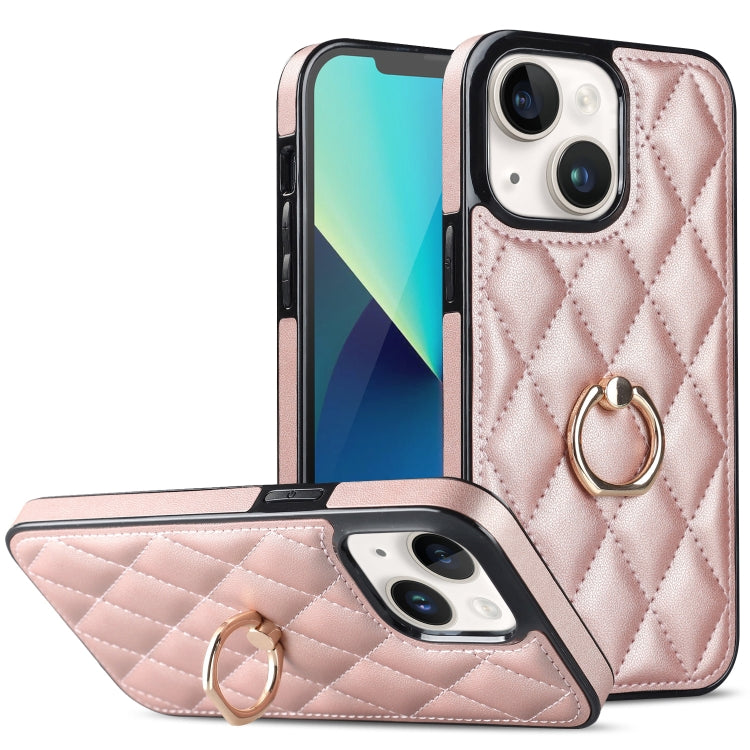 Rhombic PU Leather Phone Case with Ring Holder, For iPhone 14 Pro Max, For iPhone 13 mini, For iPhone 13