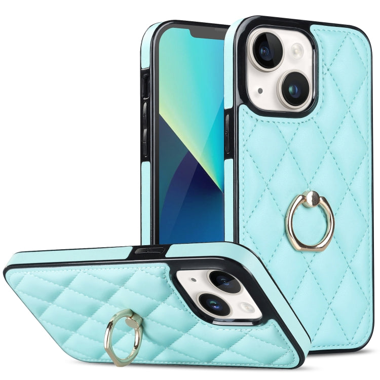 Rhombic PU Leather Phone Case with Ring Holder, For iPhone 14 Pro Max, For iPhone 13 mini, For iPhone 13
