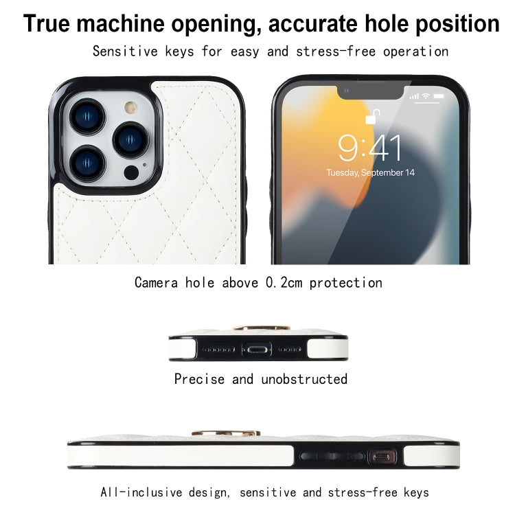 Rhombic PU Leather Phone Case with Ring Holder, For iPhone 12 / 12 Pro, For iPhone 12 Pro Max, For iPhone 11