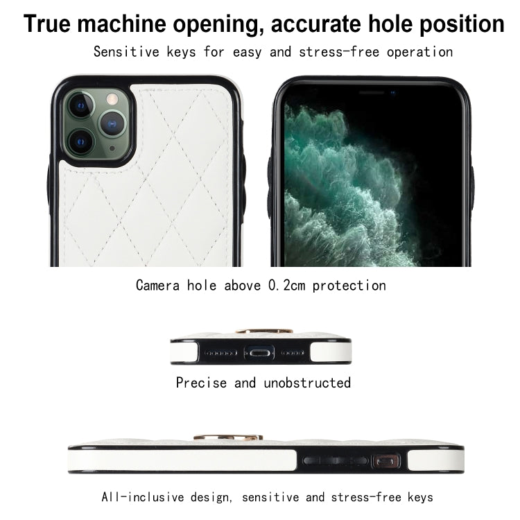 Rhombic PU Leather Phone Case with Ring Holder, For iPhone 11 Pro, For iPhone 11 Pro Max, For iPhone X / XS