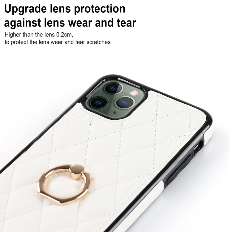 Rhombic PU Leather Phone Case with Ring Holder, For iPhone 11 Pro, For iPhone 11 Pro Max, For iPhone X / XS