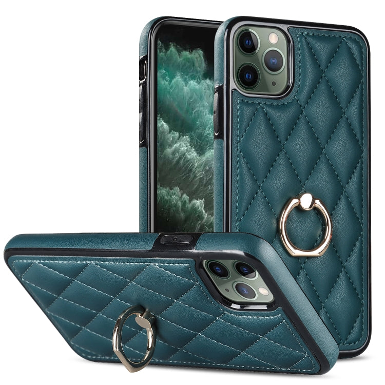Rhombic PU Leather Phone Case with Ring Holder, For iPhone 11 Pro, For iPhone 11 Pro Max, For iPhone X / XS