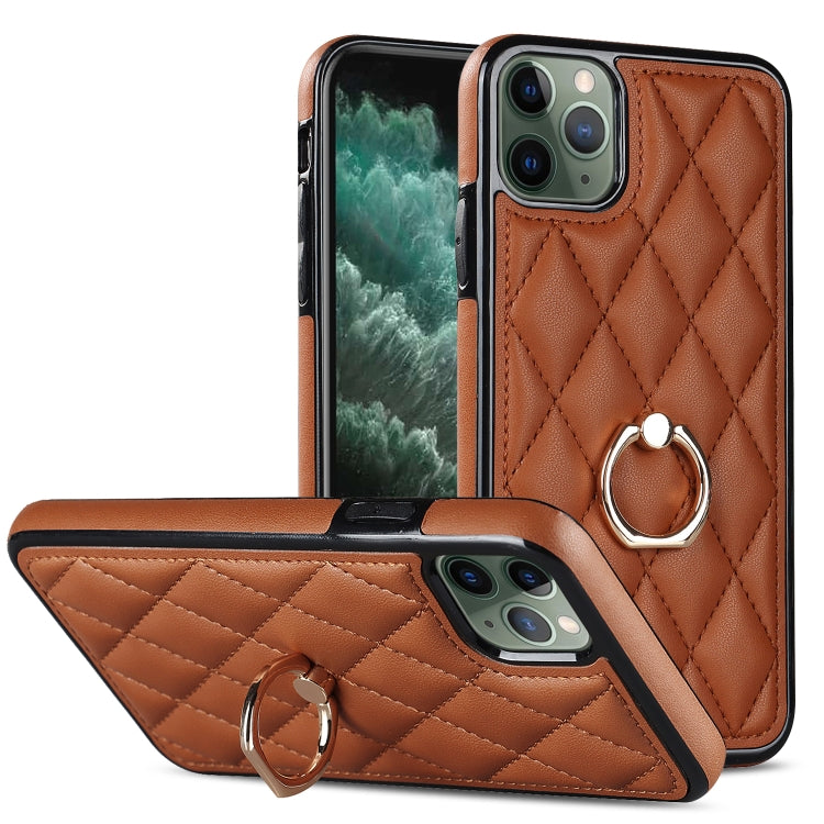 Rhombic PU Leather Phone Case with Ring Holder, For iPhone 11 Pro, For iPhone 11 Pro Max, For iPhone X / XS