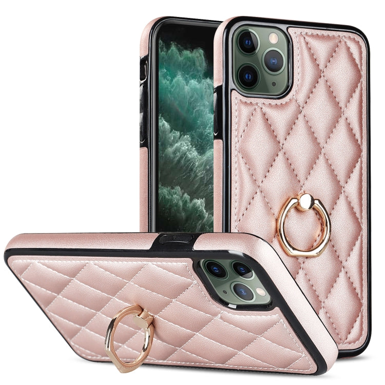 Rhombic PU Leather Phone Case with Ring Holder, For iPhone 11 Pro, For iPhone 11 Pro Max, For iPhone X / XS