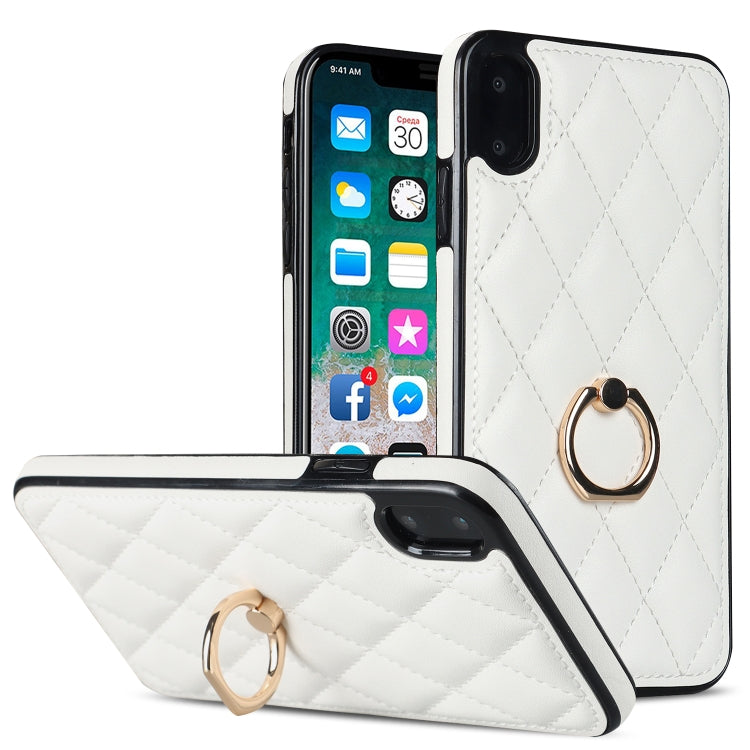 Rhombic PU Leather Phone Case with Ring Holder, For iPhone 11 Pro, For iPhone 11 Pro Max, For iPhone X / XS