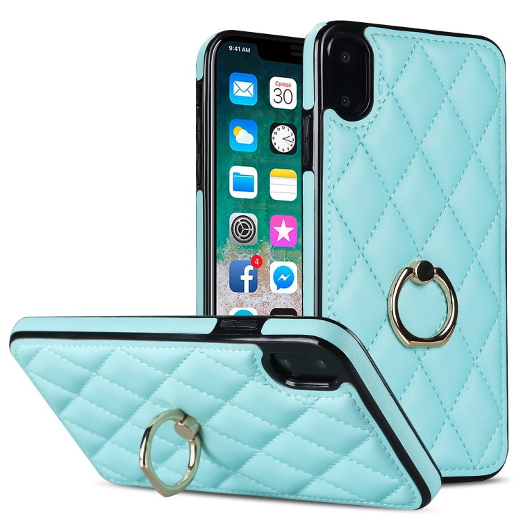 Rhombic PU Leather Phone Case with Ring Holder, For iPhone 11 Pro, For iPhone 11 Pro Max, For iPhone X / XS