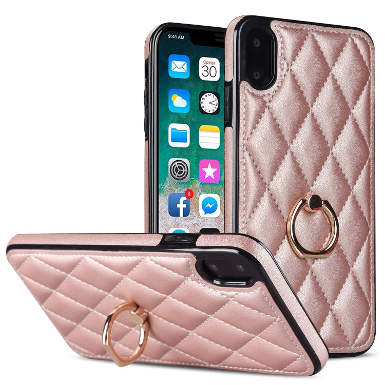 Rhombic PU Leather Phone Case with Ring Holder, For iPhone 11 Pro, For iPhone 11 Pro Max, For iPhone X / XS
