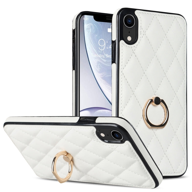 Rhombic PU Leather Phone Case with Ring Holder, For iPhone XR, For iPhone XS Max, For iPhone SE 2020 / SE 2022 / 7 / 8