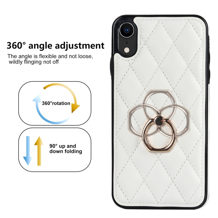 Rhombic PU Leather Phone Case with Ring Holder, For iPhone XR, For iPhone XS Max, For iPhone SE 2020 / SE 2022 / 7 / 8