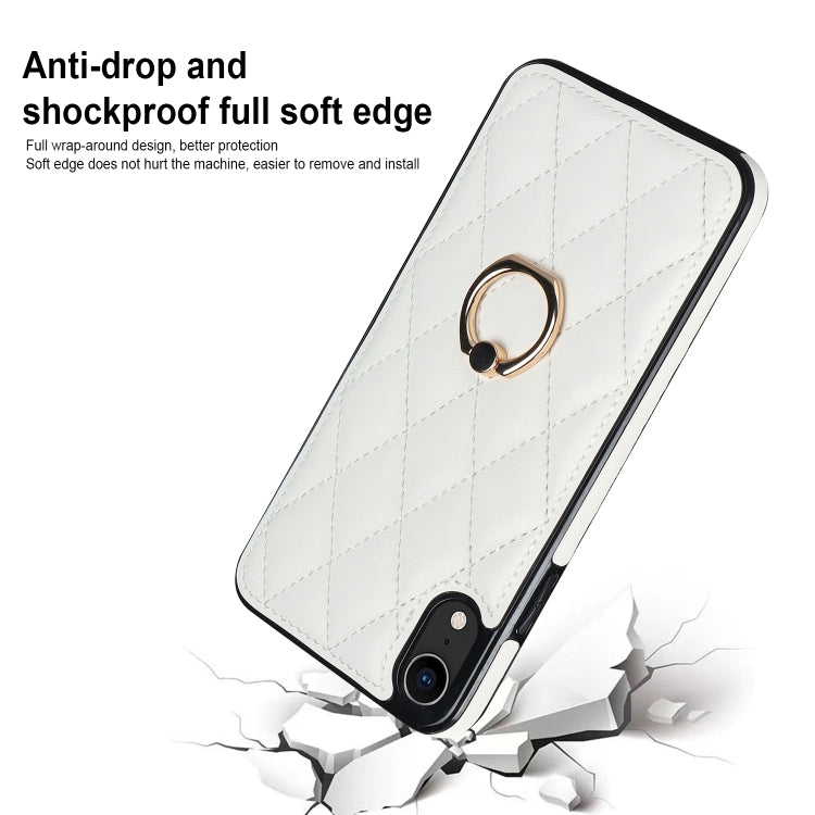 Rhombic PU Leather Phone Case with Ring Holder, For iPhone XR, For iPhone XS Max, For iPhone SE 2020 / SE 2022 / 7 / 8