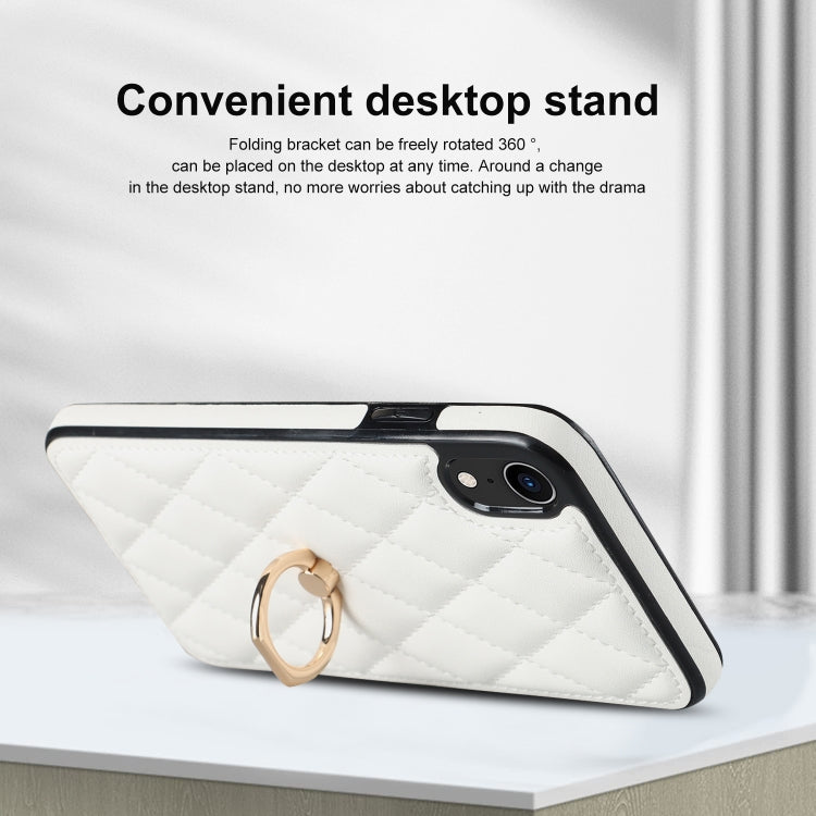 Rhombic PU Leather Phone Case with Ring Holder, For iPhone XR, For iPhone XS Max, For iPhone SE 2020 / SE 2022 / 7 / 8