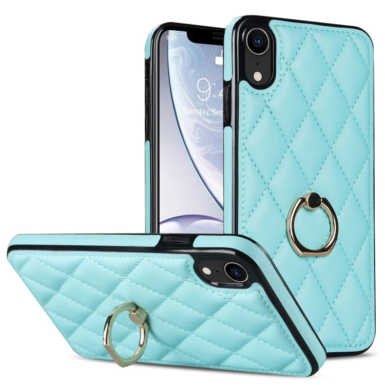 Rhombic PU Leather Phone Case with Ring Holder, For iPhone XR, For iPhone XS Max, For iPhone SE 2020 / SE 2022 / 7 / 8