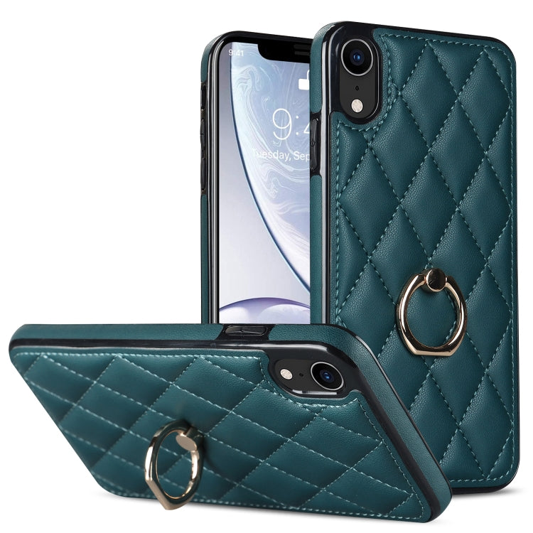 Rhombic PU Leather Phone Case with Ring Holder, For iPhone XR, For iPhone XS Max, For iPhone SE 2020 / SE 2022 / 7 / 8
