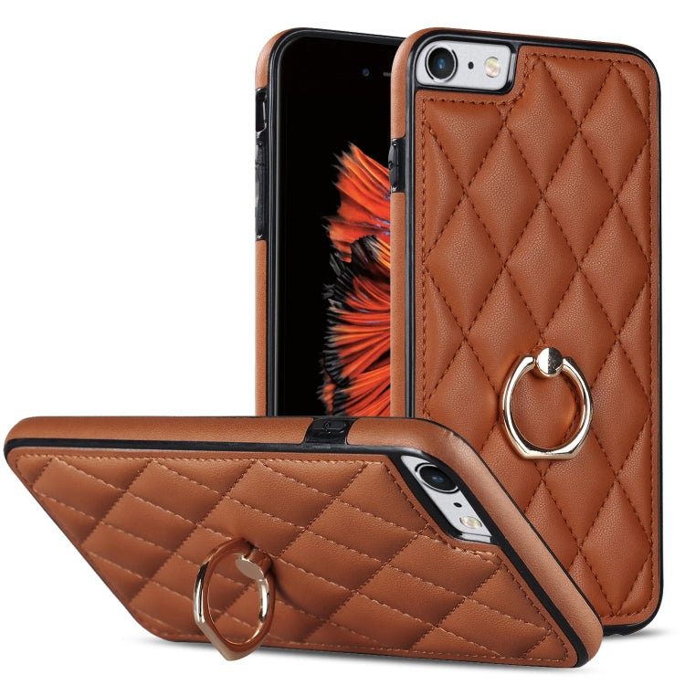 Rhombic PU Leather Phone Case with Ring Holder, For iPhone XR, For iPhone XS Max, For iPhone SE 2020 / SE 2022 / 7 / 8