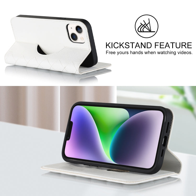 Rhombic MagSafe RFID Anti-Theft Wallet Leather Phone Case, For iPhone 14, For iPhone 14 Plus, For iPhone 14 Pro