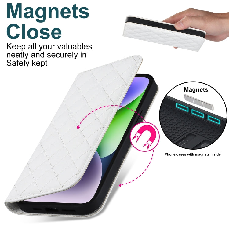 Rhombic MagSafe RFID Anti-Theft Wallet Leather Phone Case, For iPhone 14, For iPhone 14 Plus, For iPhone 14 Pro